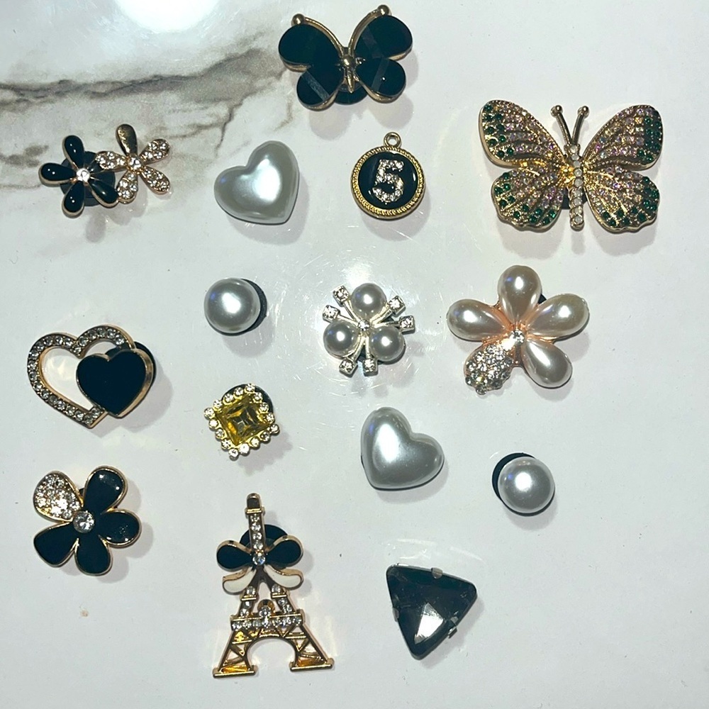 Women’s Fashion Bling Charms For Crocs or Shoes like them, 15 pcs